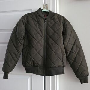 Olive Spire Quilted Bomber Jacket